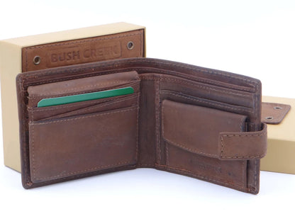 Second Nature Leather | Bush Creek Leather Billfold Wallet with Fastener | Various Colours
