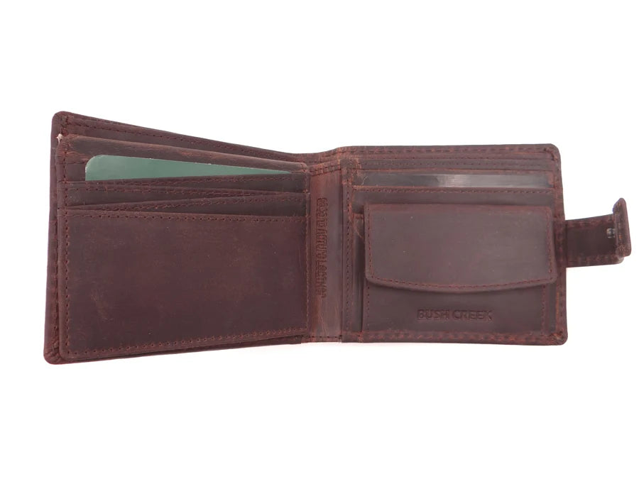Second Nature Leather | Bush Creek Leather Billfold Wallet with Fastener | Various Colours