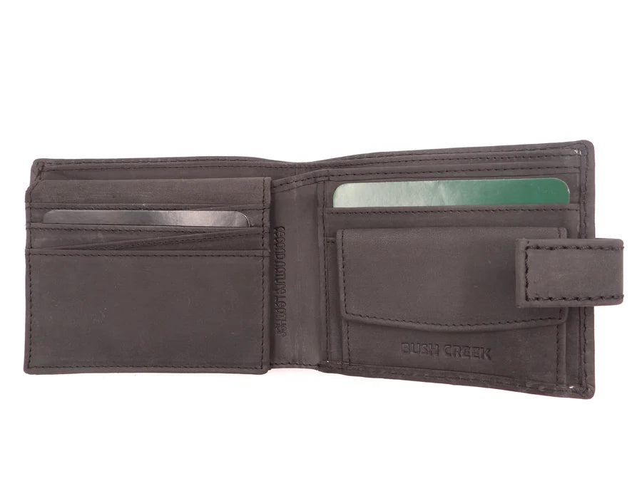 Second Nature Leather | Bush Creek Leather Billfold Wallet with Fastener | Various Colours