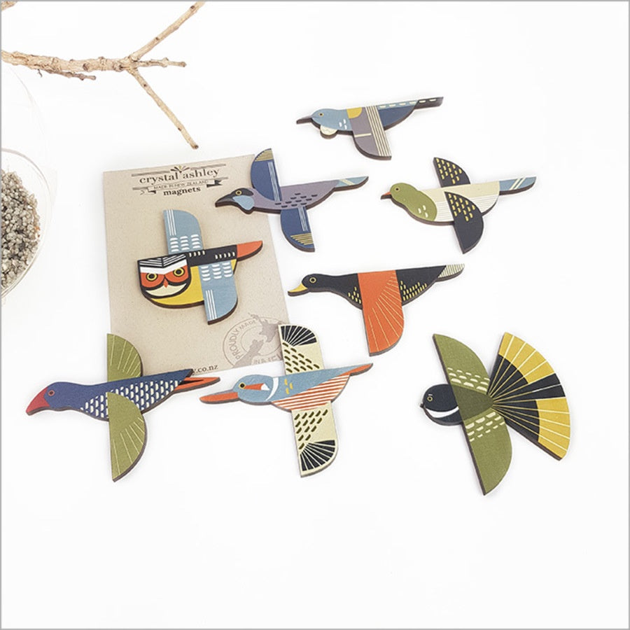 Crystal Ashley - Kiwiana Folk Bird Magnets