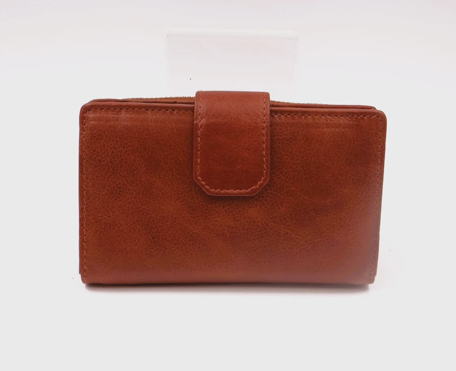 Second Nature Leather | Medium Tab Wallet with Zip | Various Colours