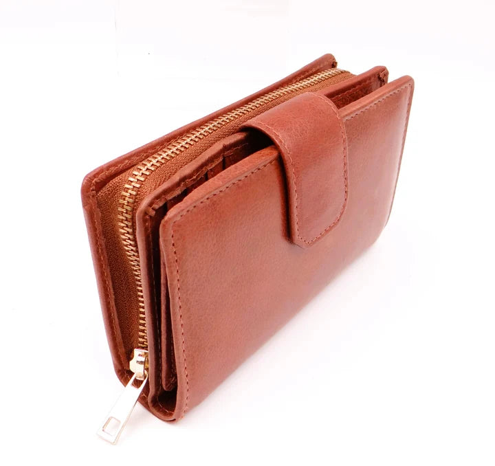 Second Nature Leather | Medium Tab Wallet with Zip | Various Colours