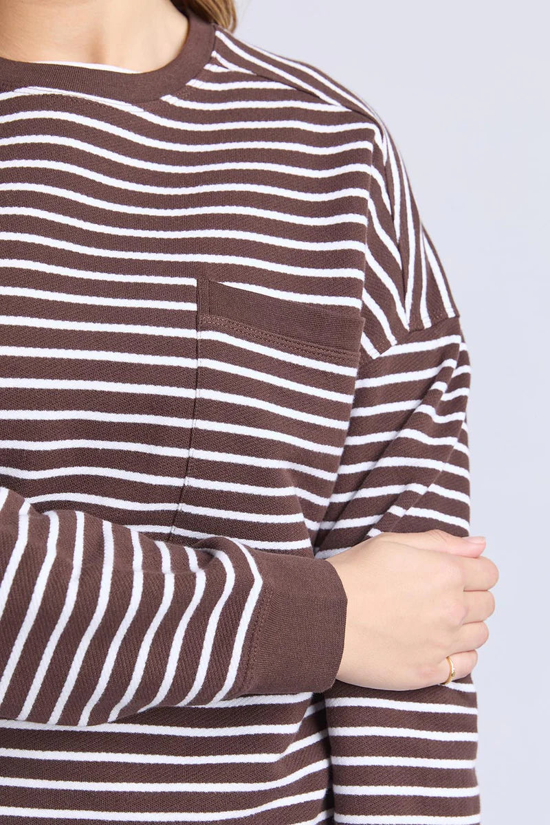 Foxwood | Original Stripe Crew | Coffee