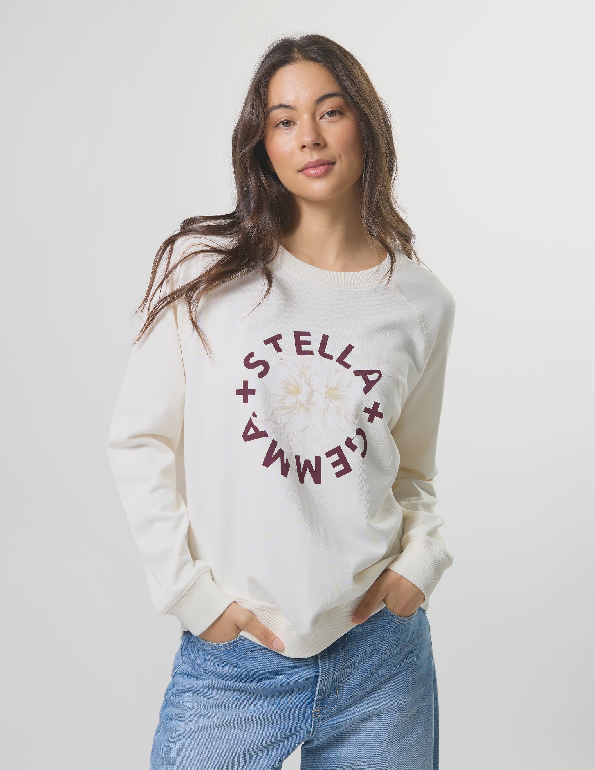 Stella + Gemma Classic Sweat - Cream Burgandy