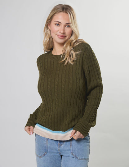 Stella & Gemma Cable Crew Khaki
