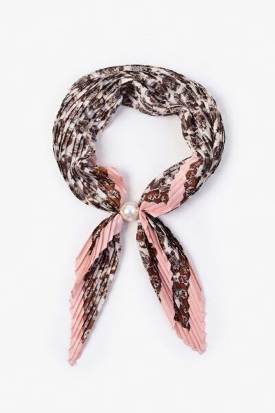 Pleated Pearl Fasten Neck Tie | Cameo