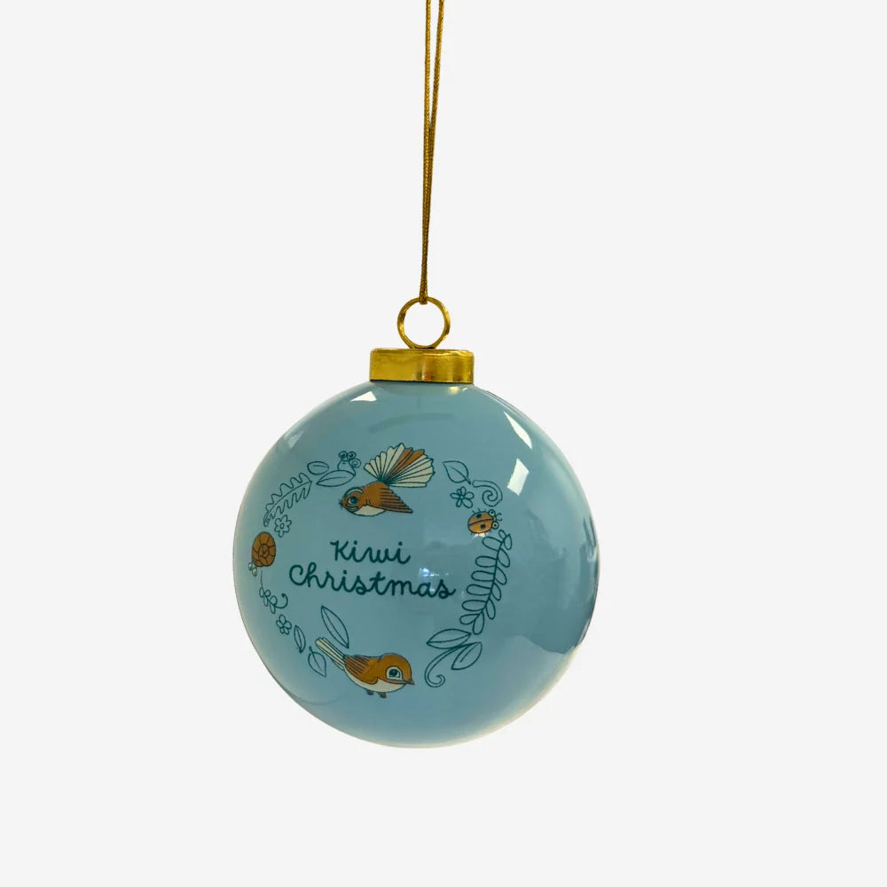 Illustrated Publishing | Kuwi the Kiwi Porcelain Ornament | Blue & Gold