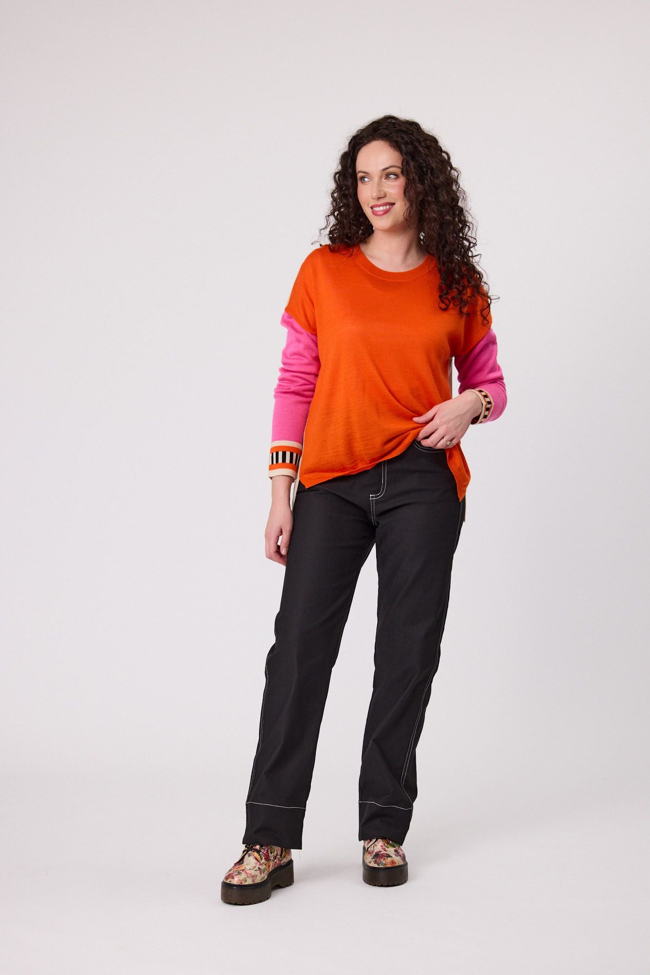 Classified Colour Block Jumper Orange