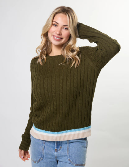 Stella & Gemma Cable Crew Khaki