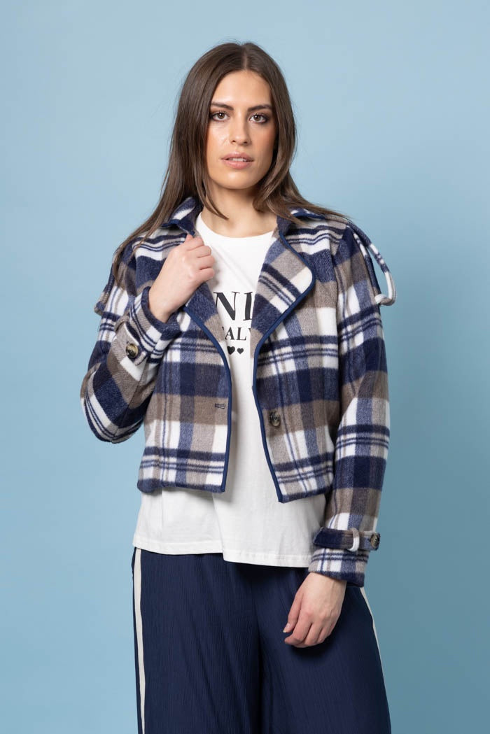 Amaya-  Emma Cropped Jacket - Tartan