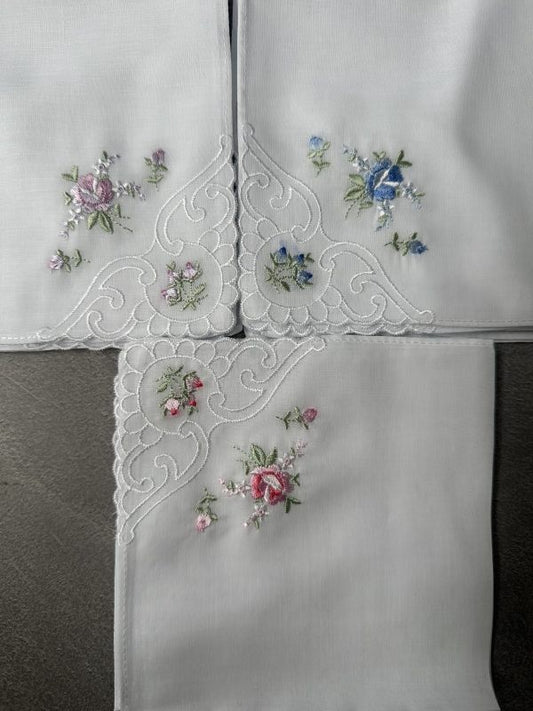 Hankies - Ladies Embroidered Rose