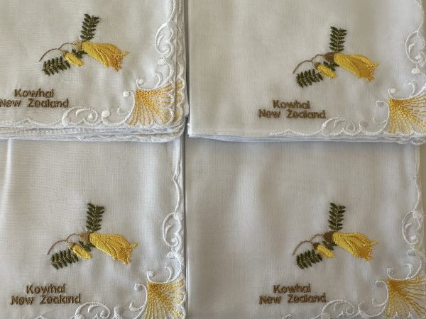 Hankies - Ladies Embroidered Kowhai