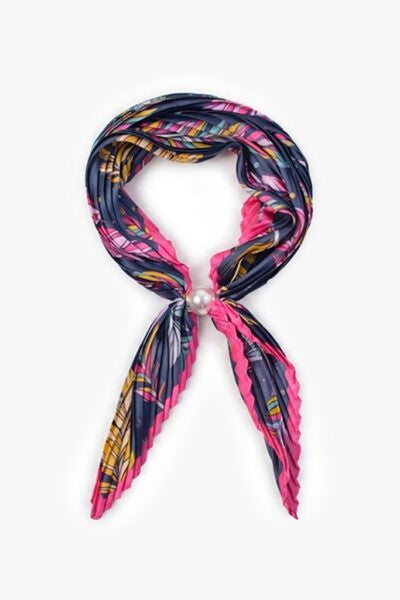 Pleated Pearl Fasten Neck Tie | Feathers