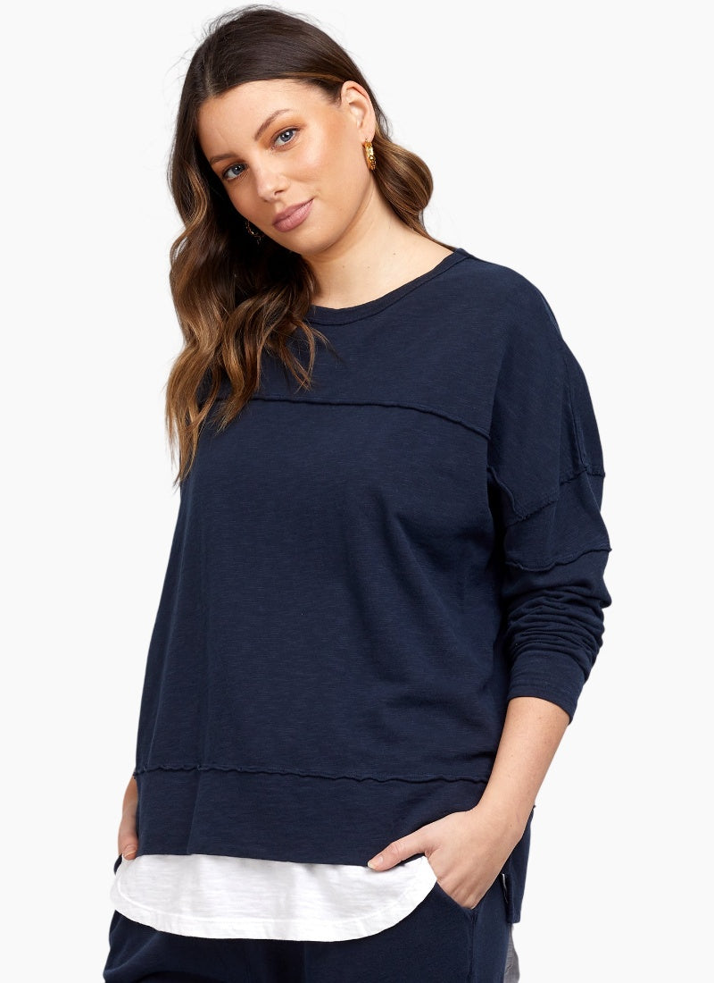 Foxwood Jayne Throw On Fleece - Navy
