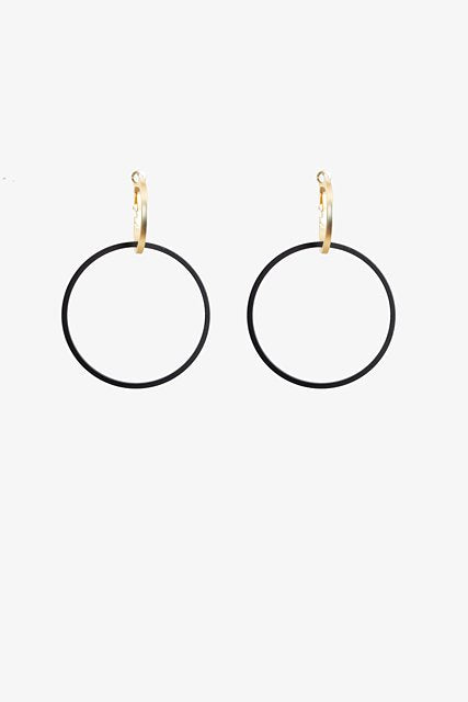 Antler - Gold & Black Circular Earrings