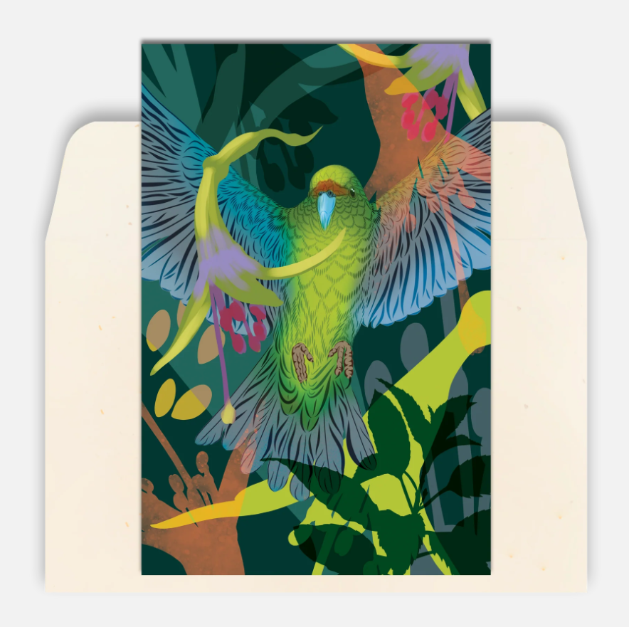 Kākāriki & Kōtukutuku Greeting Card