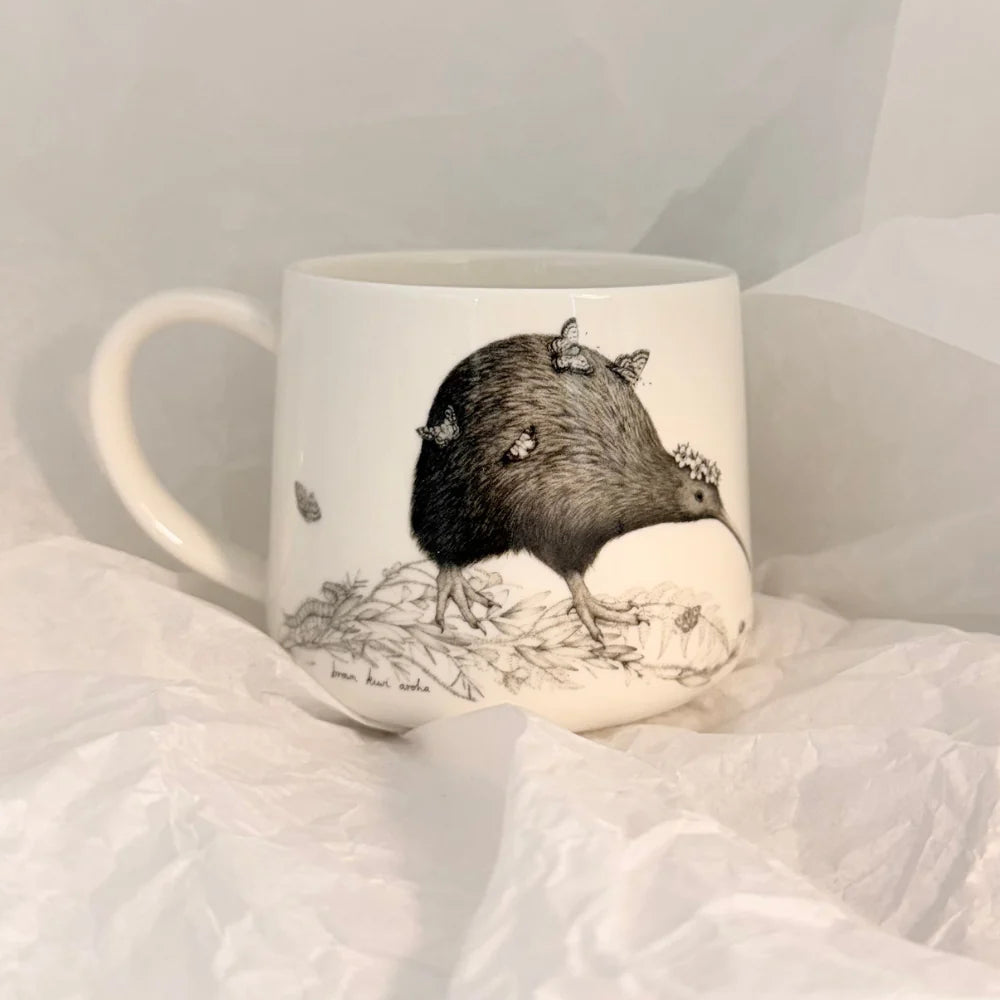 Katy Hayward| Ceramic Mug | Walking with Aroha - Brown Kiwi