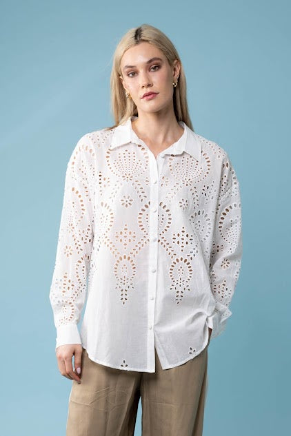 Amaya - Louise Shirt - Embroidered White