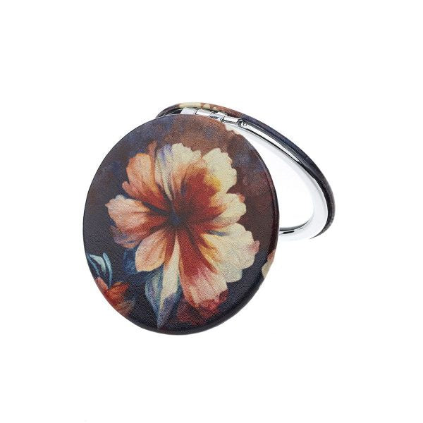 Compact Circular Mirror - Vintage Flower