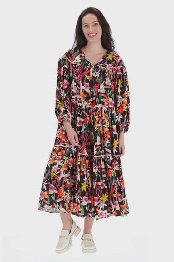 Charlo - Malva Midi Dress - Black Print