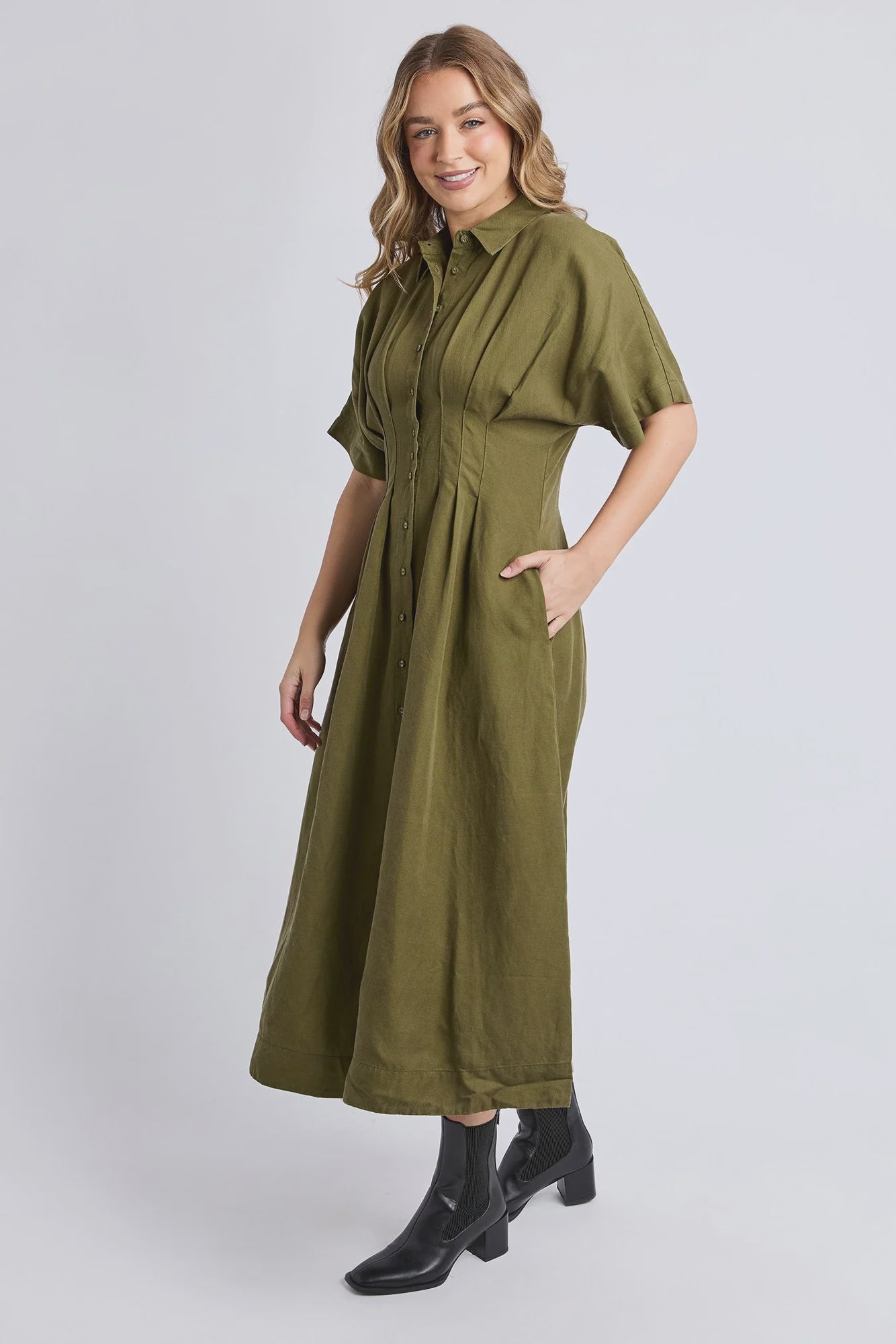 Foxwood | Marbella Dress | Moss Green