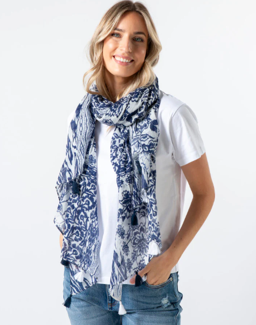 Stella Tassel Scarf Medina Blue