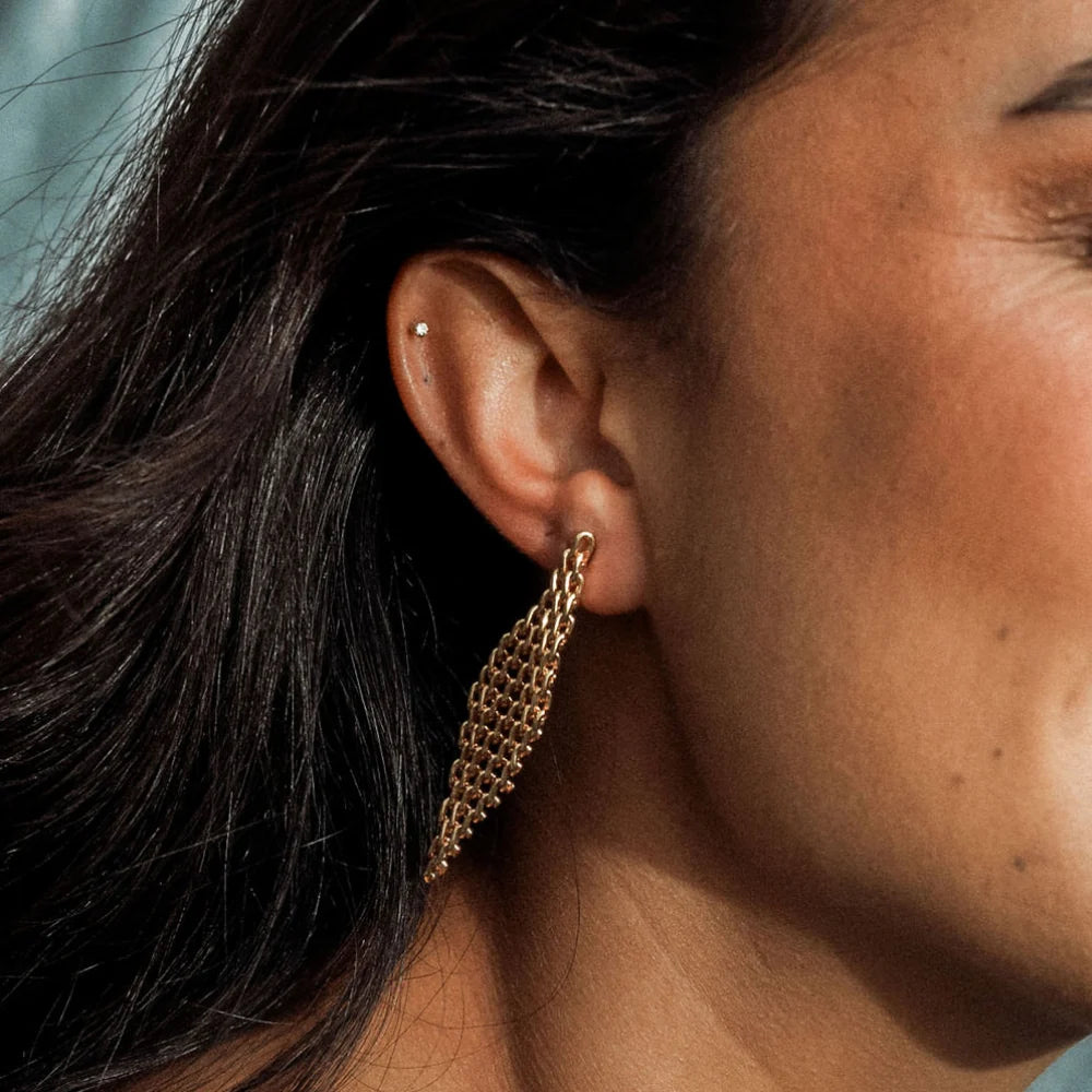 Queen of the Foxes | Earrings | Gold Mesh Diamond