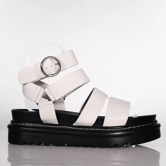 Sadie White/Black Sandals.