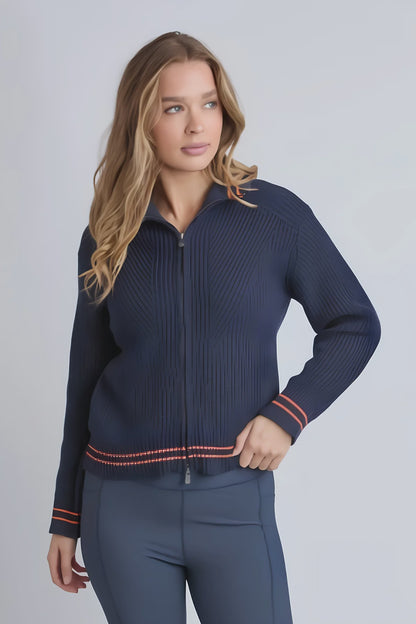 Foxwood Modern Zip Crew - Navy