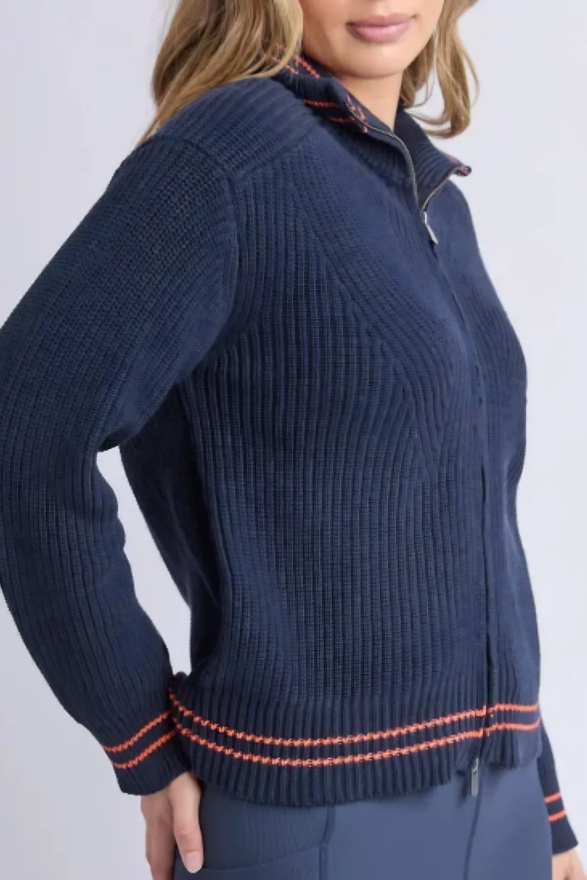 Foxwood Modern Zip Crew - Navy