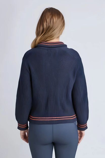 Foxwood Modern Zip Crew - Navy
