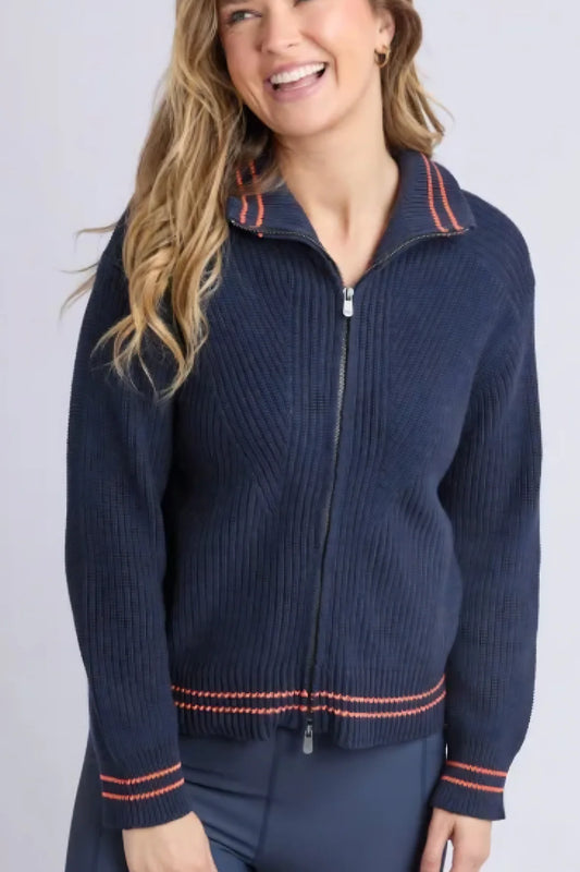 Foxwood Modern Zip Crew - Navy
