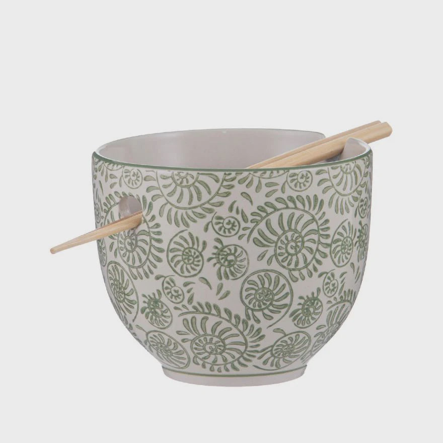 Nara Noodle Bowl & Chopsticks - Leaf