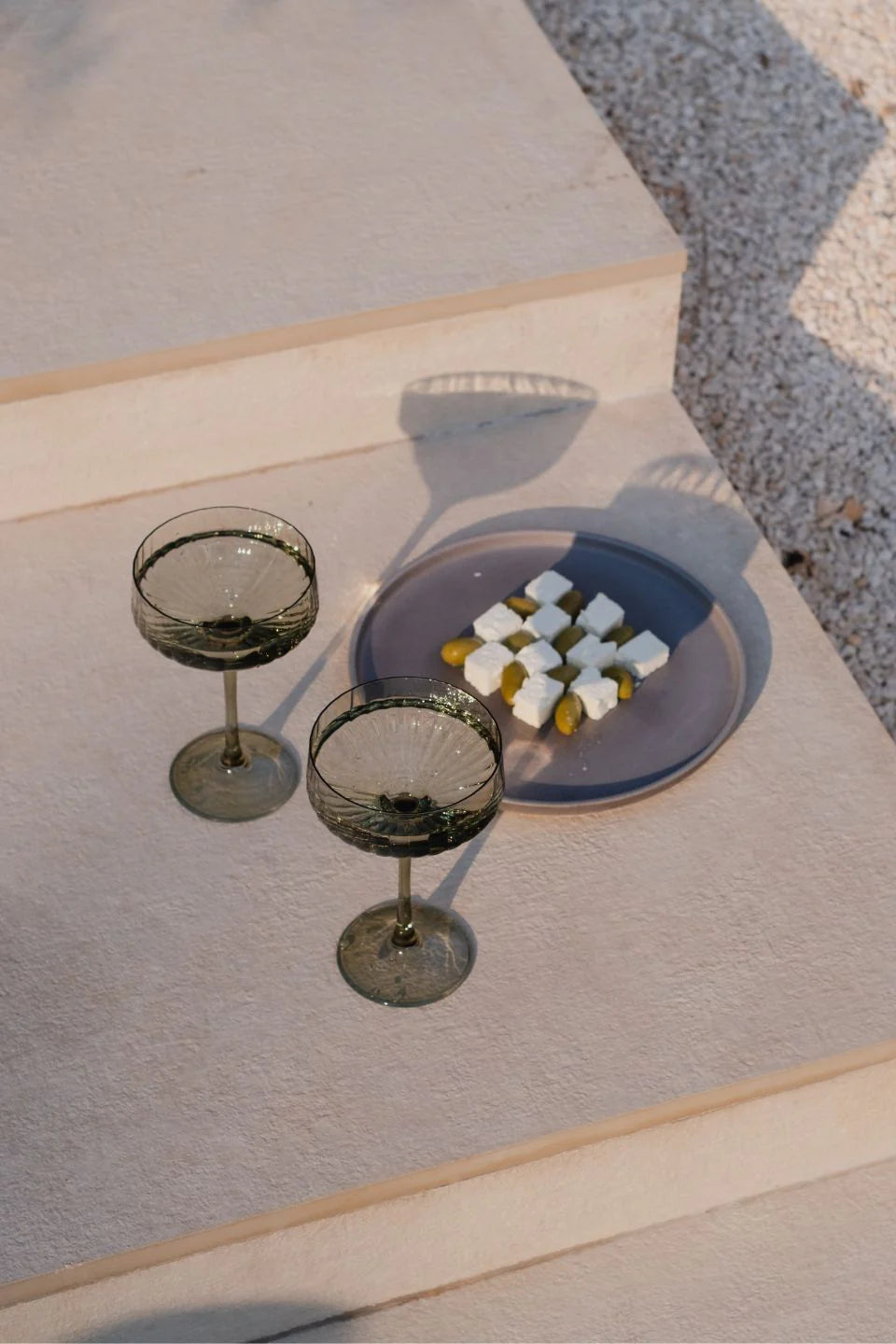Set of 2 Olive Green Cocktail Glass
