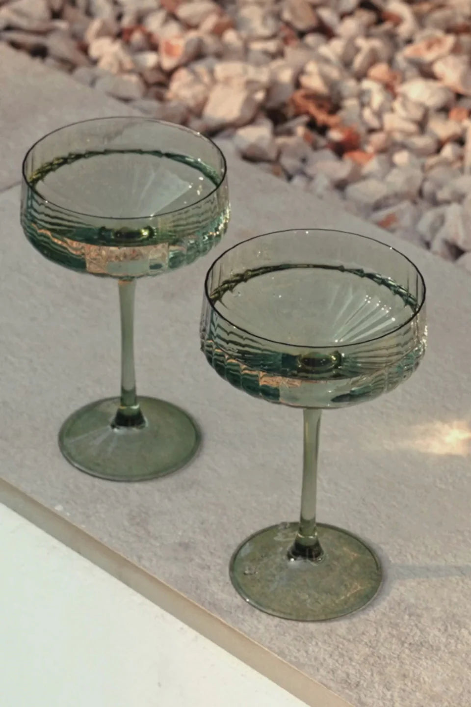 Set of 2 Olive Green Cocktail Glass