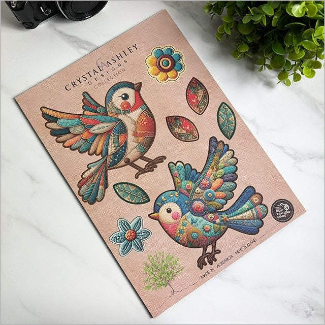 Crystal Ashley - Pop Out Patchwork Birds Wall Art