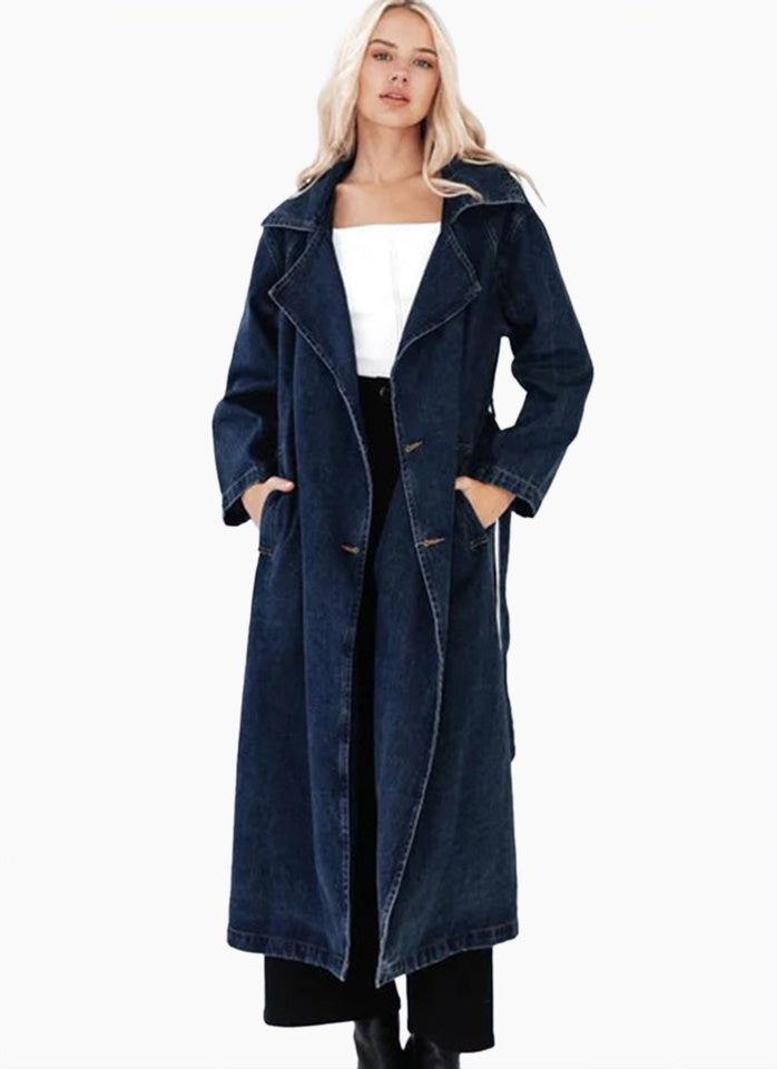 Paper Heart Denim Trench - Indigo Blue