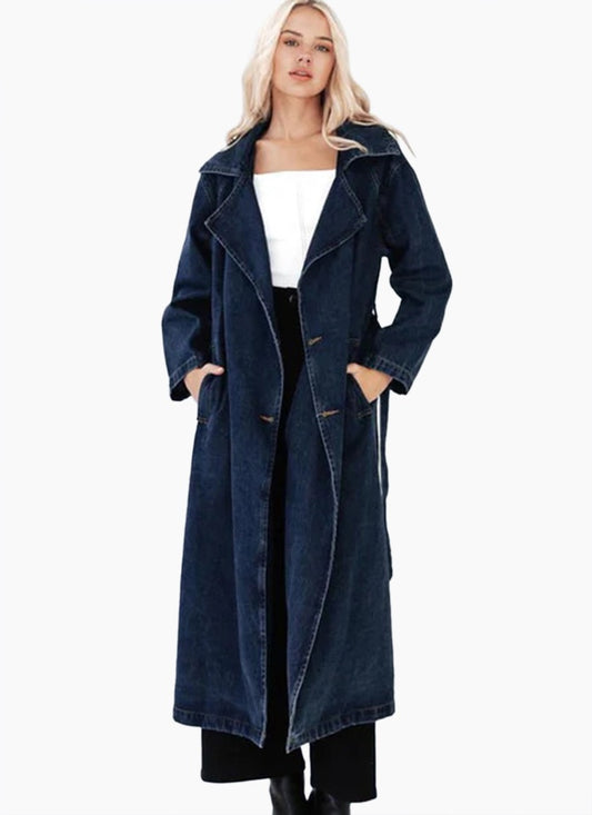 Paper Heart Denim Trench - Indigo Blue