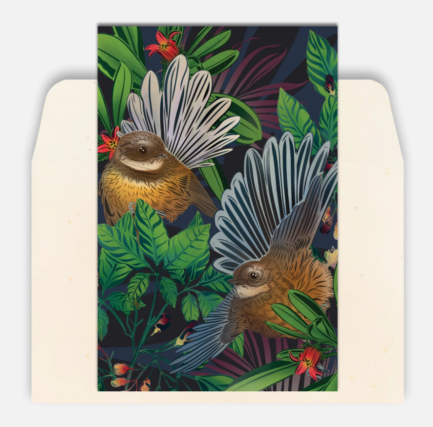 Pīwakawaka & Karo Greeting Card