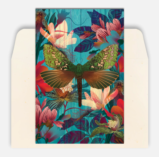 Pūriri Moth & Floral Greeting Card