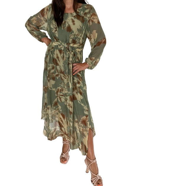 Amici - Potenza Silk Dig Dress Khaki L/XL