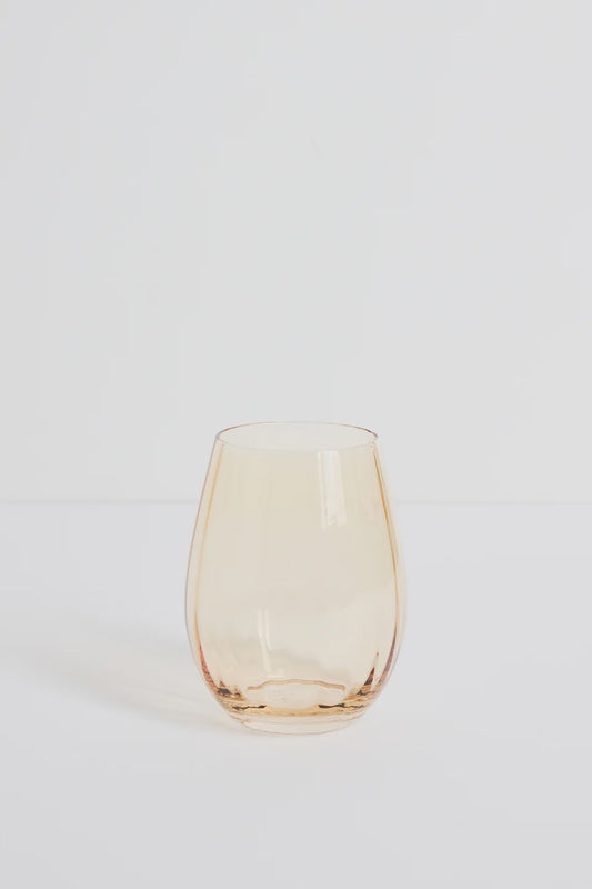 Willow & Mae | Set of 2 Stemless Wine Glasses | Amber Ripple