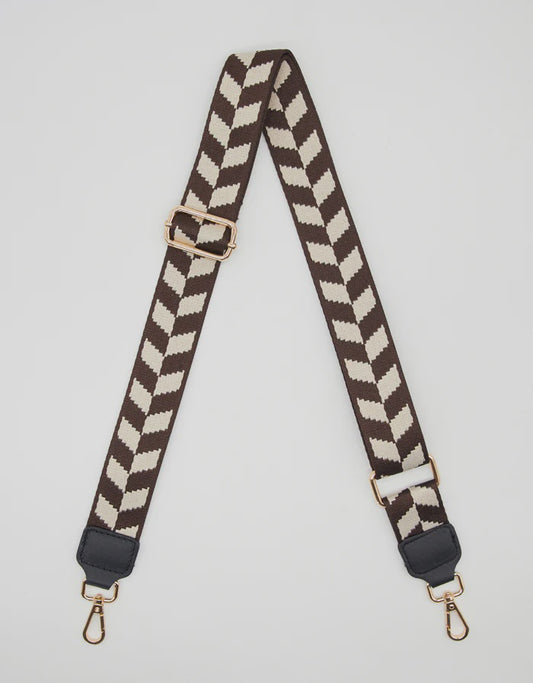 Stella + Gemma - Bag strap chevron espresso & cream
