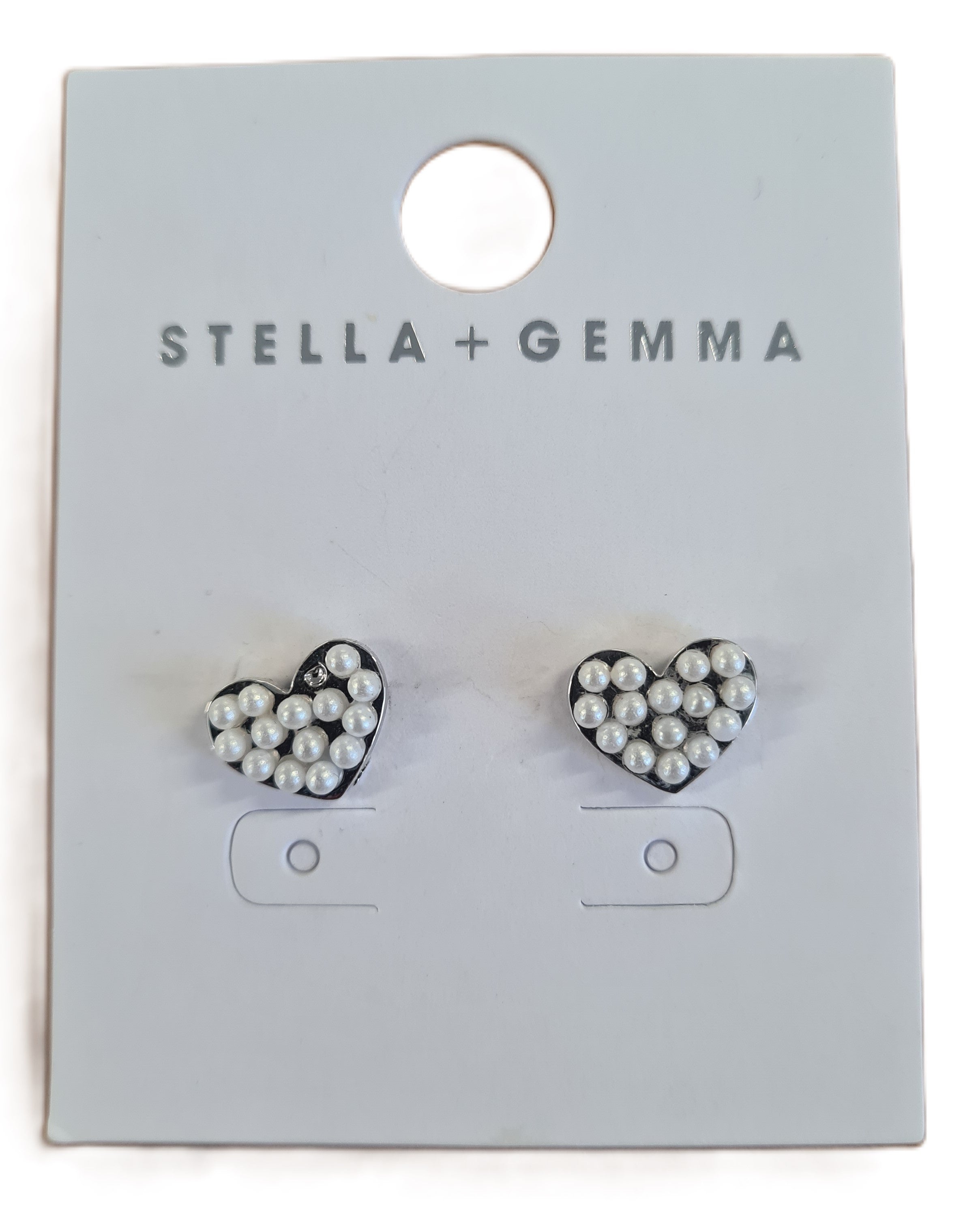 Stella + Gemma - Earrings - Pearl Heart Silver