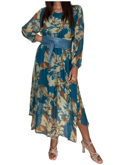 Amici | Potenza Silk Dress | Petroleum