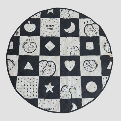 llustrated Publishing | Sleepy Kiwi Organic Cotton Quilted Playmat | Black & White