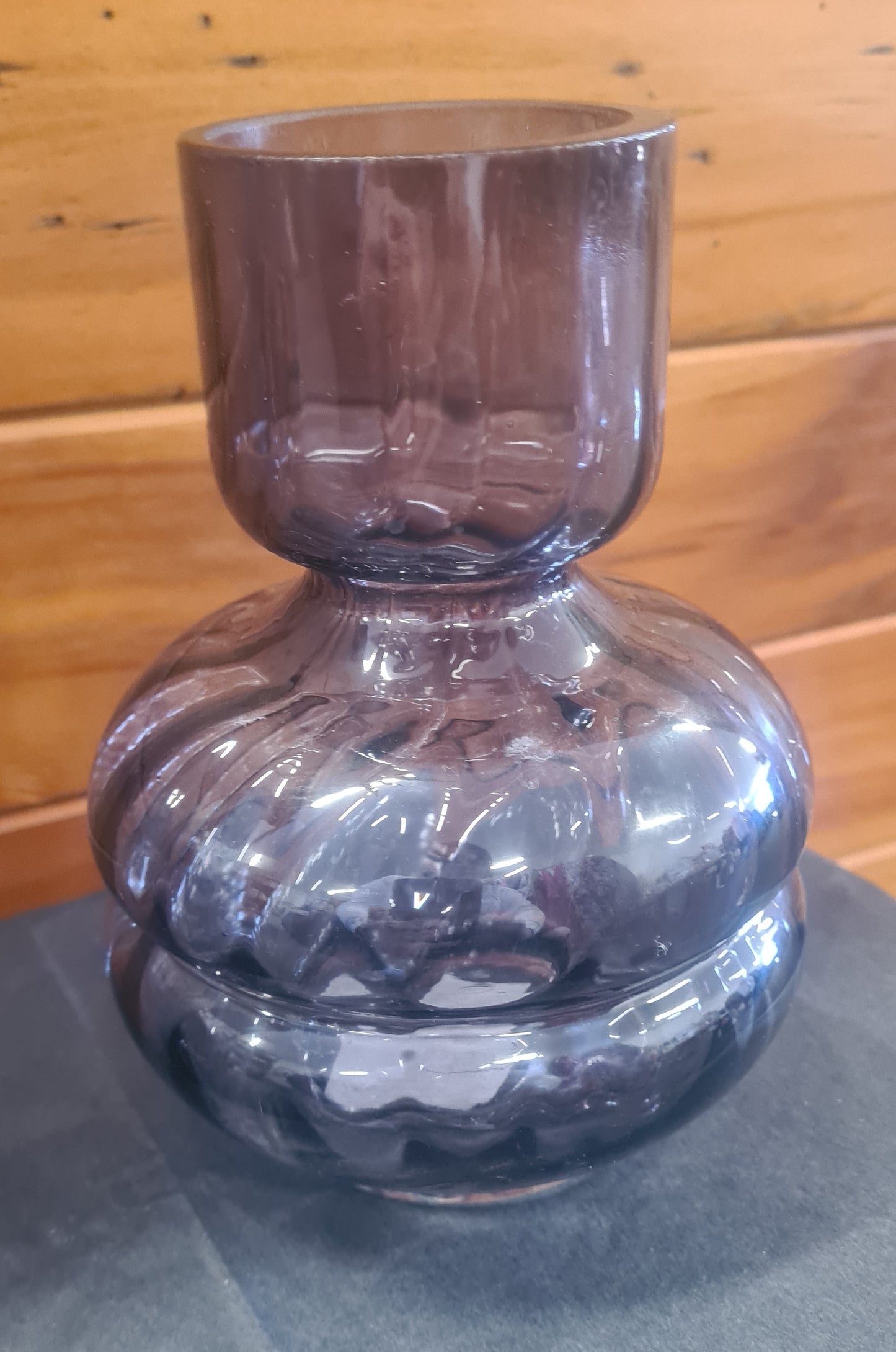 Smoky Steel Glass Vase