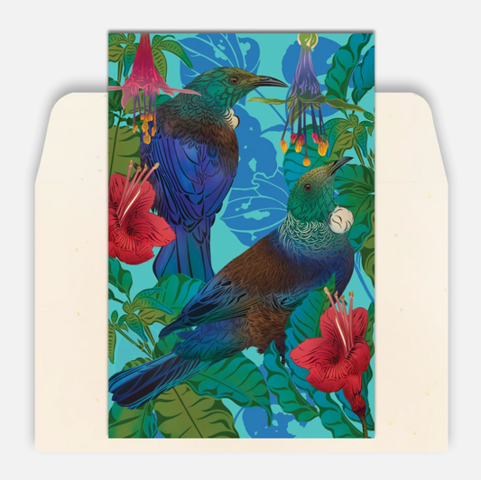 Tūī & Pūriri Greeting Card