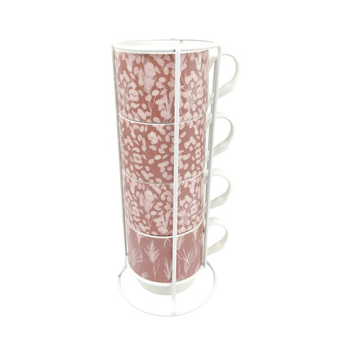 Urban Products - Boho Stacked Mugs Dusty Pink x4