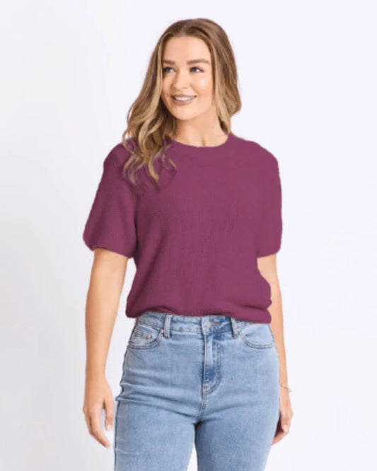 Foxwood | Blair Short Sleeve Knit | Plum
